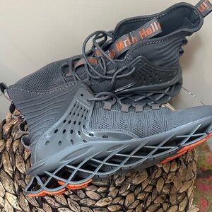 Hello MrLin Men’s Athletic Shoes – Gray Mesh, 3D Lattice Sole – Size EU 44 (US 1